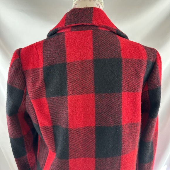 Relativity Red Black Buffalo‎ Plaid Wool Blend Peacoat Jacket PM Petite Medium - Picture 13 of 17